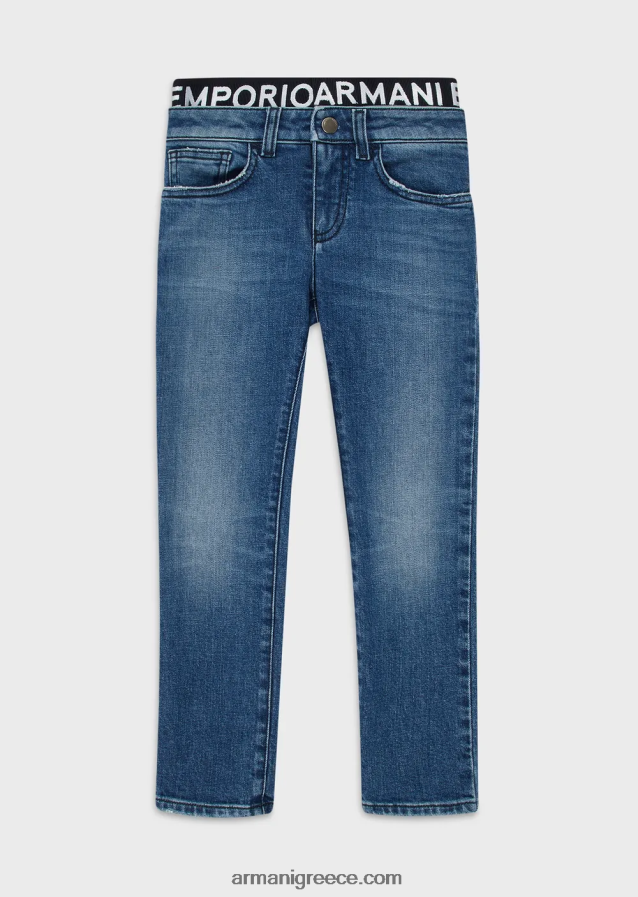αγόρι Armani Τζιν τζιν j17 με ένθετο λογότυπο στη μέση 4046R62461 ναυτικό μπλε