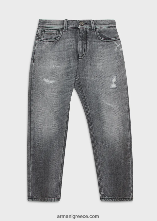 αγόρι Armani j75 ξεπλυμένο τζιν τζιν με σκισίματα 4046R62469 ανοιχτό γκρι