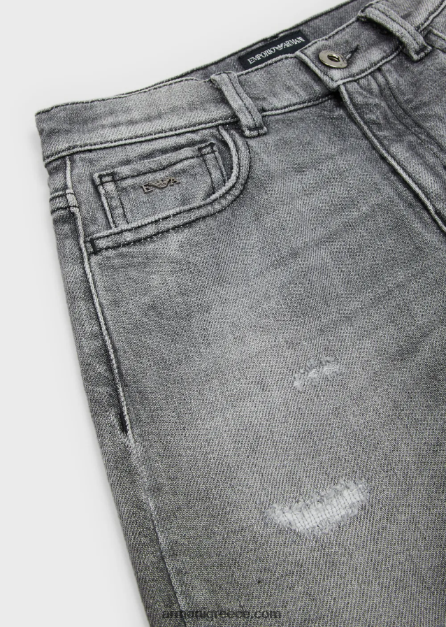 αγόρι Armani j75 ξεπλυμένο τζιν τζιν με σκισίματα 4046R62469 ανοιχτό γκρι
