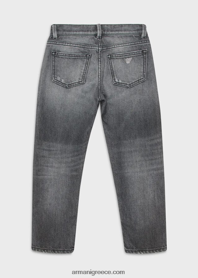 αγόρι Armani j75 ξεπλυμένο τζιν τζιν με σκισίματα 4046R62469 ανοιχτό γκρι