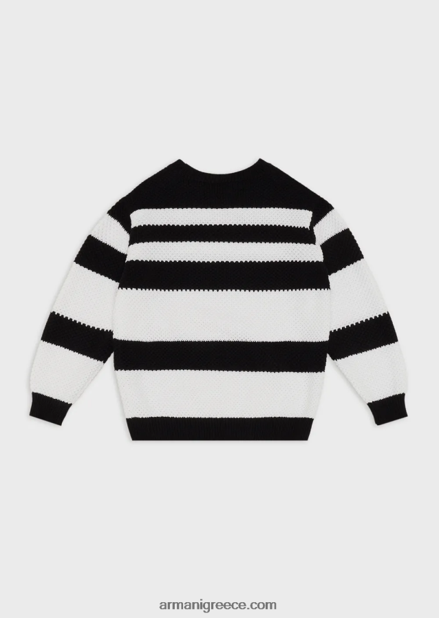 αγόρι Armani jumper με ρίγες ζακάρ και κέντημα αετού 4046R62424 ναυτικό μπλε