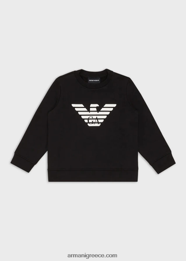 αγόρι Armani φούτερ με λογότυπο modal-blend 4046R62384 μαύρο λογότυπο