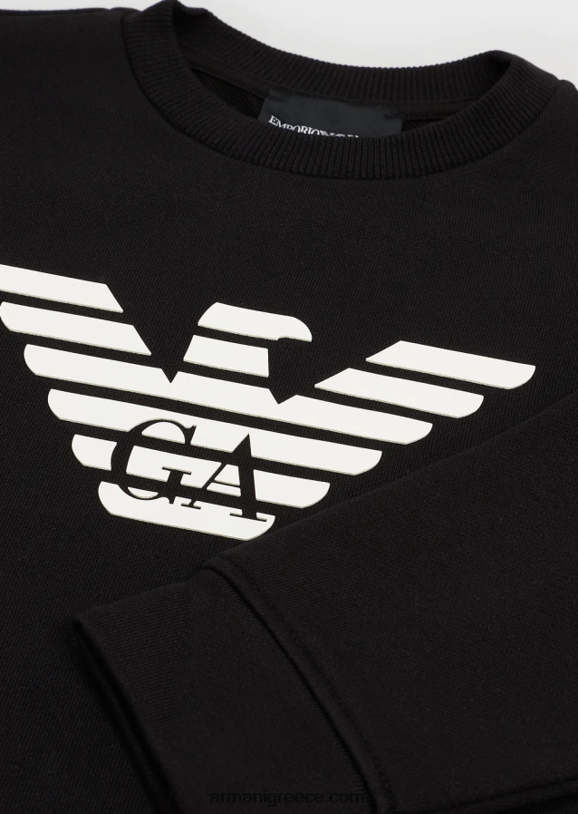 αγόρι Armani φούτερ με λογότυπο modal-blend 4046R62384 μαύρο λογότυπο