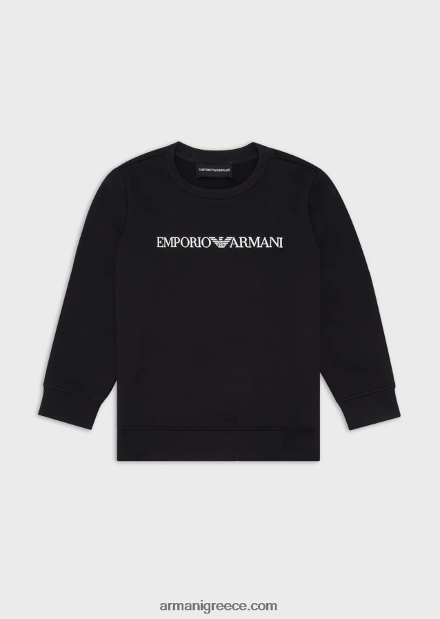 αγόρι Armani φούτερ με λογότυπο modal-blend 4046R62386 μπλε λογότυπο