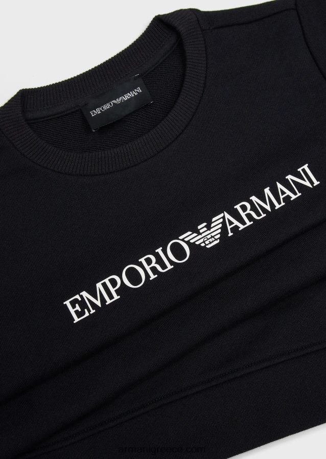 αγόρι Armani φούτερ με λογότυπο modal-blend 4046R62386 μπλε λογότυπο