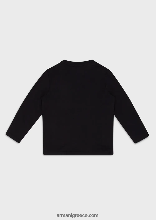 αγόρι Armani Μπλουζάκι pima jersey με ανάγλυφο λογότυπο από ματ ύφασμα 4046R62374 ναυτικό μπλε