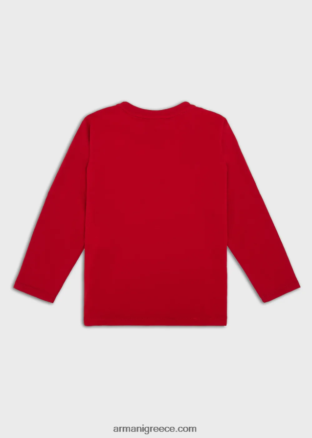 αγόρι Armani τζάμπερ pima-jersey με λογότυπο 4046R62474 κόκκινο λογότυπο