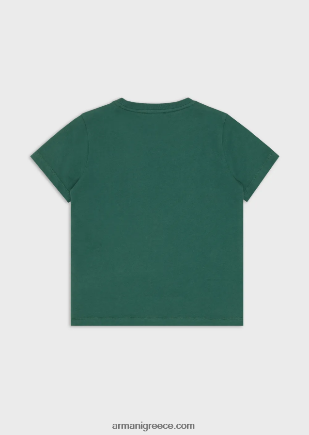 αγόρι Armani Μπλουζάκι από βιολογικό ζέρσεϊ με λογότυπο pixel eagle 4046R62420 πράσινος