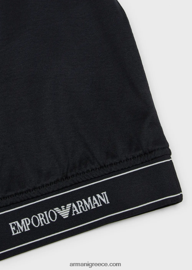 αγόρι Armani Μπλουζάκι ζέρσεϊ από μείγμα tencel με ρίγα λογότυπου 4046R62417 ναυτικό μπλε