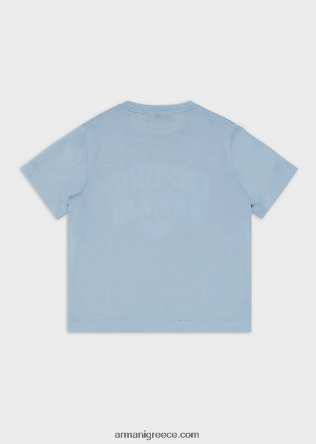 αγόριT-shirt από ζέρσεϊ tencel blend με ασορτί λογότυπο Emporio Armani 4046R62470 γαλανός