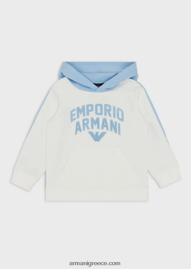 αγόριΦούτερ με κουκούλα διπλής φανέλας με λογότυπο emporio armani 4046R62468 άσπρο