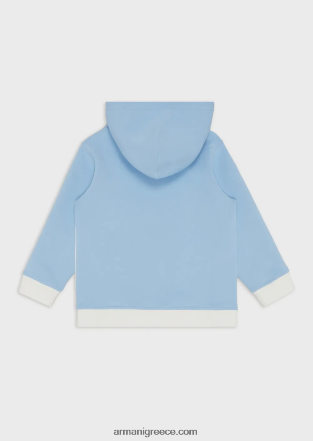 αγόριΦούτερ με κουκούλα διπλής φανέλας με λογότυπο emporio armani 4046R62468 άσπρο