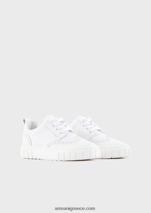 αγόρι Armani sneakers από μαλακό δέρμα με λεπτομέρεια στο φτερό 4046R62477 άσπρο