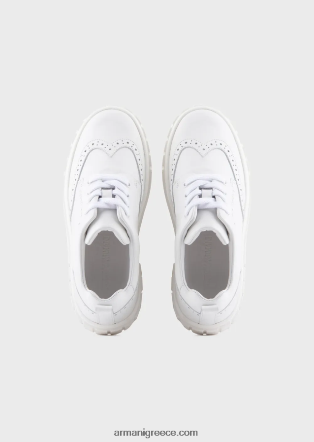 αγόρι Armani sneakers από μαλακό δέρμα με λεπτομέρεια στο φτερό 4046R62477 άσπρο