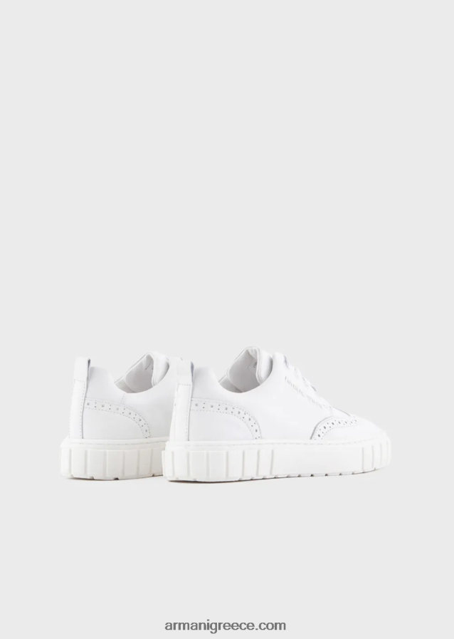 αγόρι Armani sneakers από μαλακό δέρμα με λεπτομέρεια στο φτερό 4046R62477 άσπρο