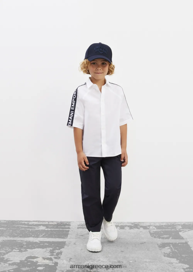 αγόρι Armani sneakers από μαλακό δέρμα με λεπτομέρεια στο φτερό 4046R62477 άσπρο