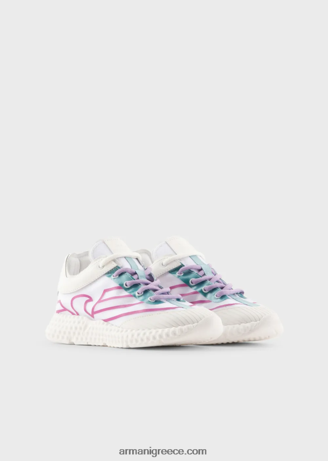 αγόρι Armani sneakers από καουτσούκ και νάιλον με υπερμεγέθη αετό 4046R62481 άσπρο