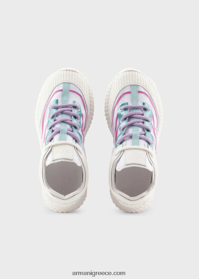 αγόρι Armani sneakers από καουτσούκ και νάιλον με υπερμεγέθη αετό 4046R62481 άσπρο