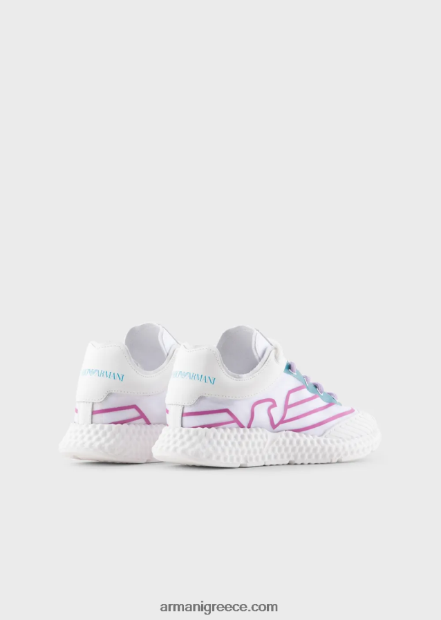 αγόρι Armani sneakers από καουτσούκ και νάιλον με υπερμεγέθη αετό 4046R62481 άσπρο