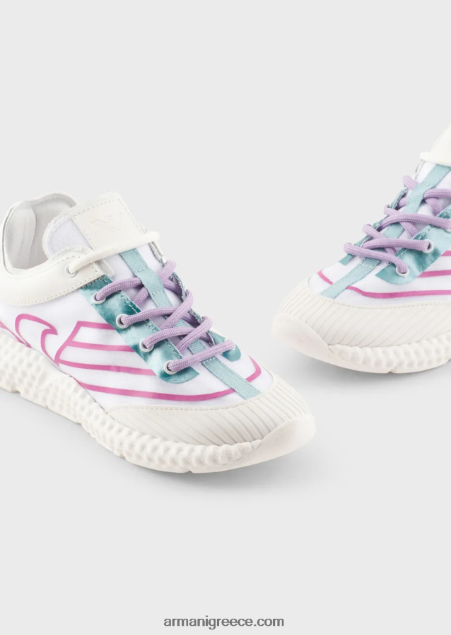 αγόρι Armani sneakers από καουτσούκ και νάιλον με υπερμεγέθη αετό 4046R62481 άσπρο