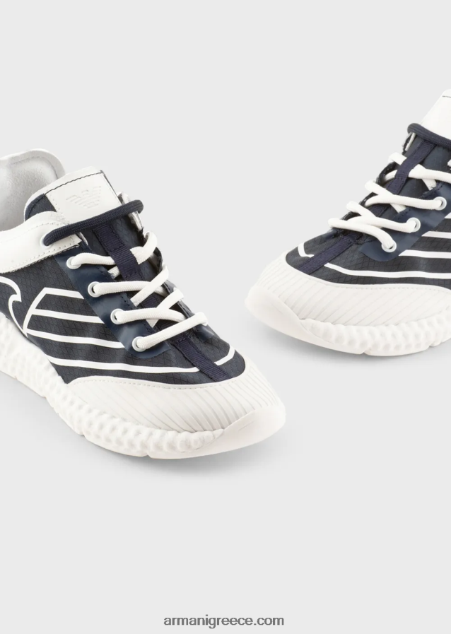 αγόρι Armani sneakers από καουτσούκ και νάιλον με υπερμεγέθη αετό 4046R62482 ναυτικό μπλε