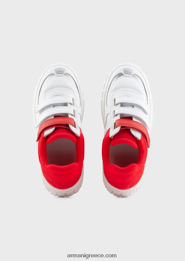 αγόρι Armani sneakers με velcro και ραμμένο ελαστικό ένθετο 4046R62478 άσπρο