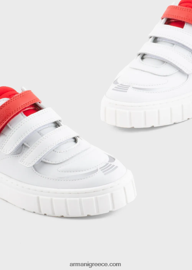 αγόρι Armani sneakers με velcro και ραμμένο ελαστικό ένθετο 4046R62478 άσπρο