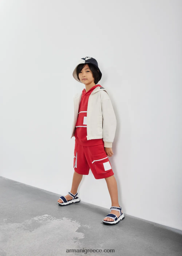 αγόρι Armani υφασμάτινα σανδάλια με ταινία και velcro 4046R62480 μαύρος