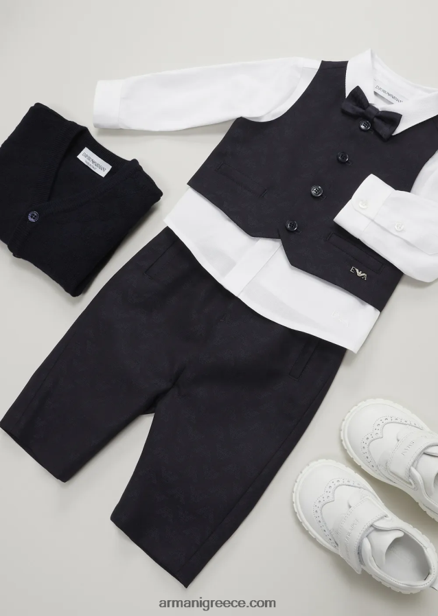 αγόρι Armani παπιγιόν από καθαρό μεταξωτό με ζακάρ αετό ολόσωμη 4046R62732