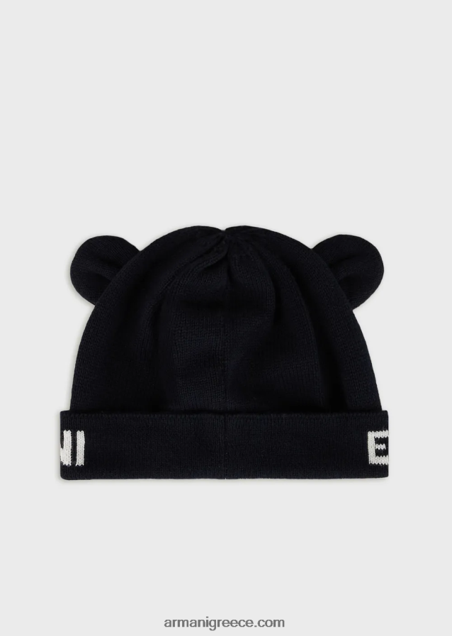 αγόρι Armani πλεκτό μπανί με αυτιά και λογότυπο ζακάρ 4046R62733