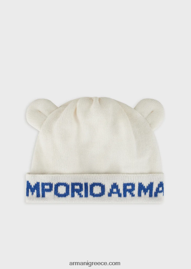 αγόρι Armani πλεκτό μπανί με αυτιά και λογότυπο ζακάρ 4046R62734