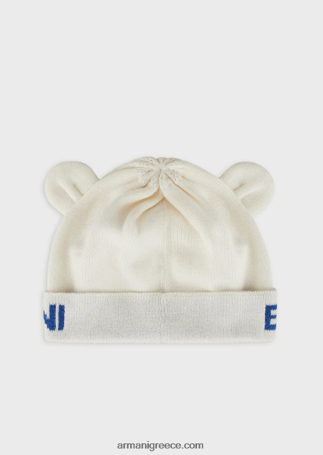 αγόρι Armani πλεκτό μπανί με αυτιά και λογότυπο ζακάρ 4046R62734