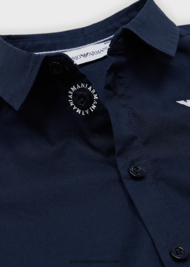 αγόρι Armani στρεντωμένο βαμβακερό πουκάμισο με κέντημα αετού 4046R62675