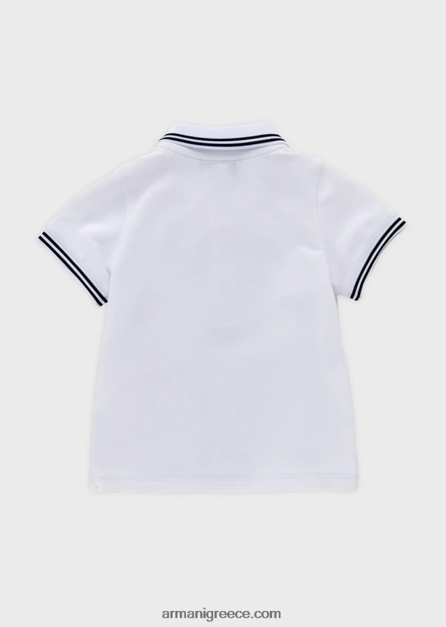 αγόρι Armani ελαστικό πικέ πόλο μπλουζάκι με ριγέ τελειώματα 4046R62678