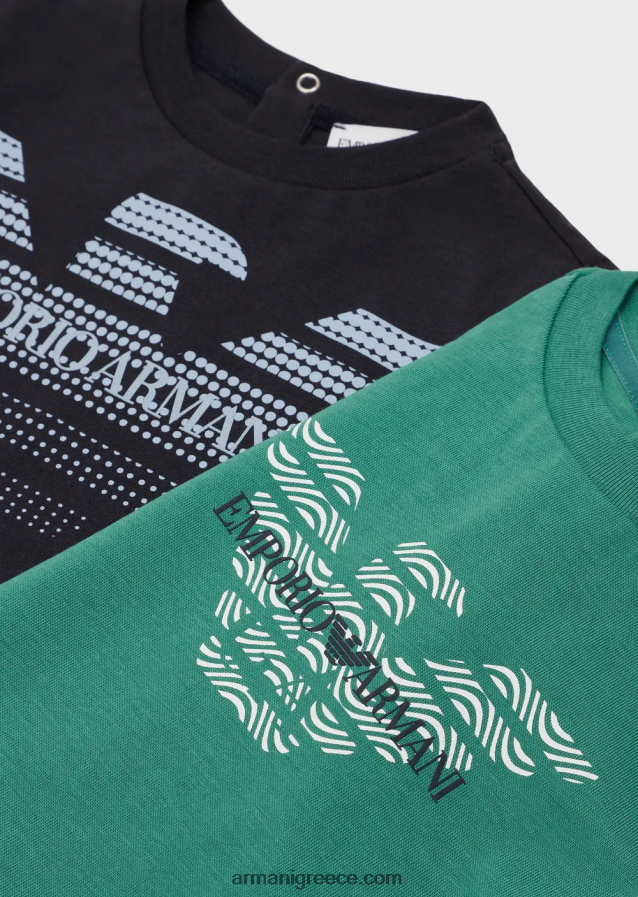 αγόρι Armani δύο συσκευασίες από βιολογικά μπλουζάκια ζέρσεϊ με λογότυπο αετού 4046R62687 μπλε