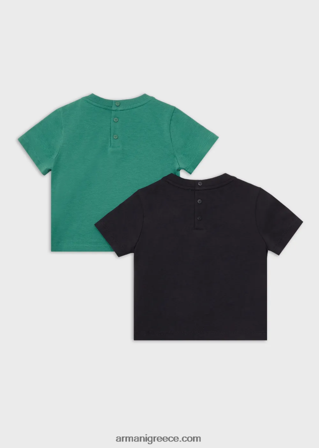 αγόρι Armani δύο συσκευασίες από βιολογικά μπλουζάκια ζέρσεϊ με λογότυπο αετού 4046R62687 μπλε