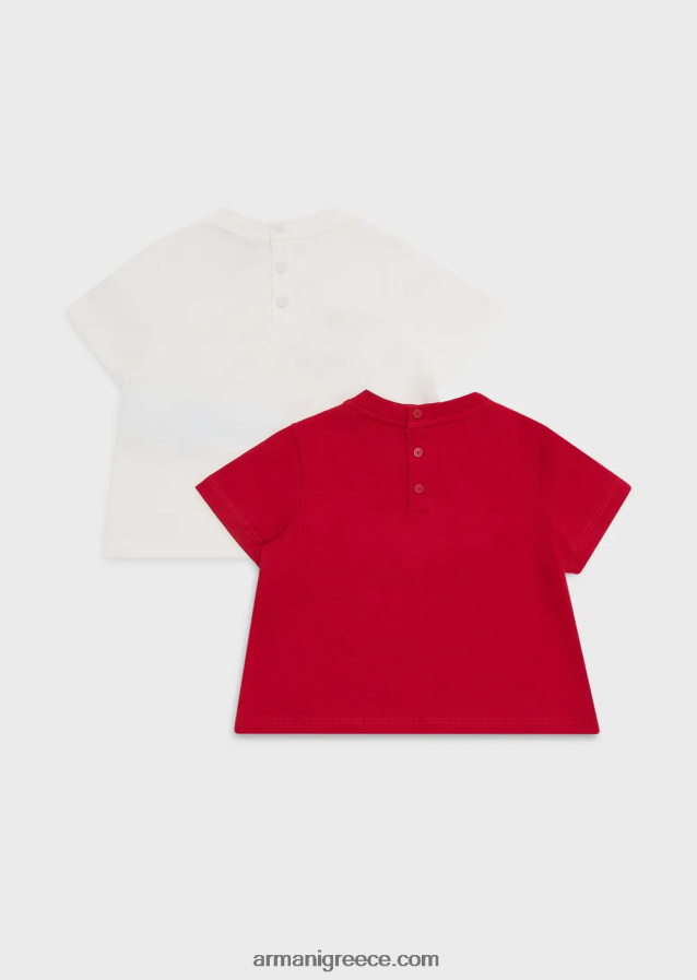 αγόρι Armani δύο συσκευασίες από βιολογικά μπλουζάκια ζέρσεϊ με λογότυπο αετού 4046R62688 άσπρο