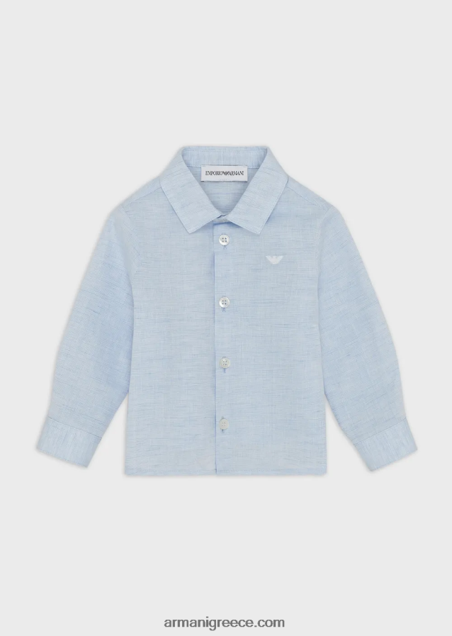 αγόρι Armani Πουκάμισο λινό με κέντημα αετού 4046R62689 γαλανός