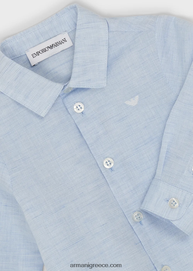 αγόρι Armani Πουκάμισο λινό με κέντημα αετού 4046R62689 γαλανός