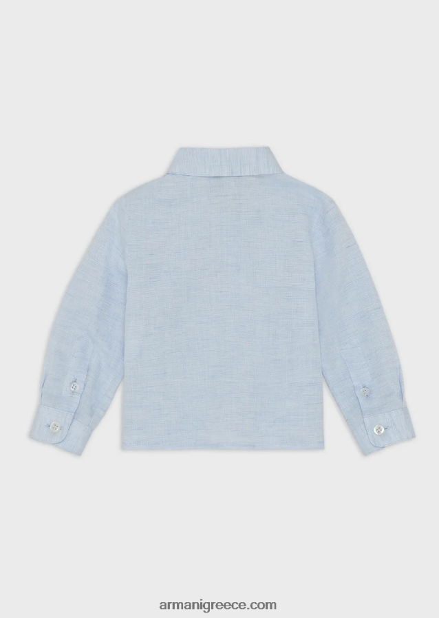 αγόρι Armani Πουκάμισο λινό με κέντημα αετού 4046R62689 γαλανός