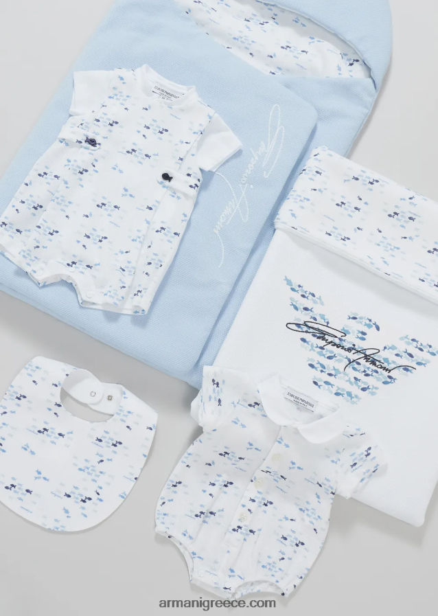 αγόρι Armani υπνόσακος πικέ-ζέρσεϊ με κέντημα με λογότυπο 4046R62695