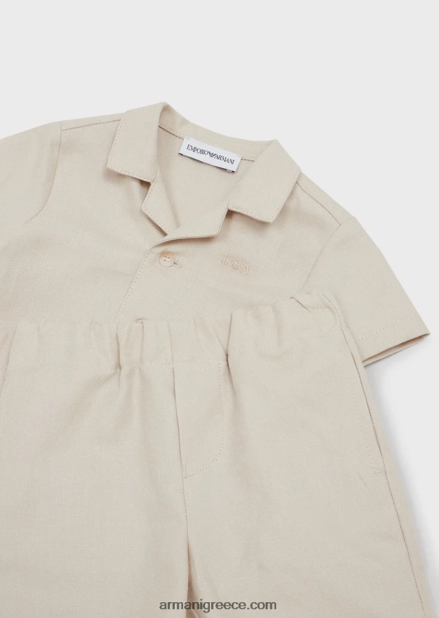 αγόρι Armani σετ που αποτελείται από λινό παντελόνι και πουκάμισο 4046R62696 μπεζ