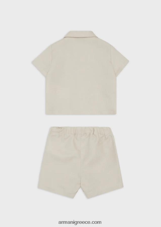αγόρι Armani σετ που αποτελείται από λινό παντελόνι και πουκάμισο 4046R62696 μπεζ