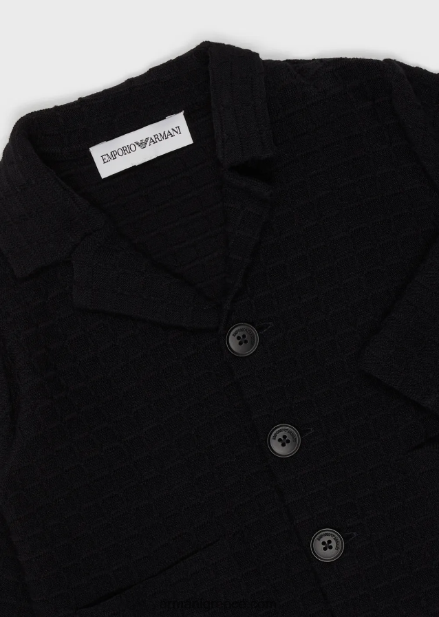 αγόρι Armani σακάκι μονόπετο από ανάγλυφο ύφασμα 4046R62706 ναυτικό μπλε