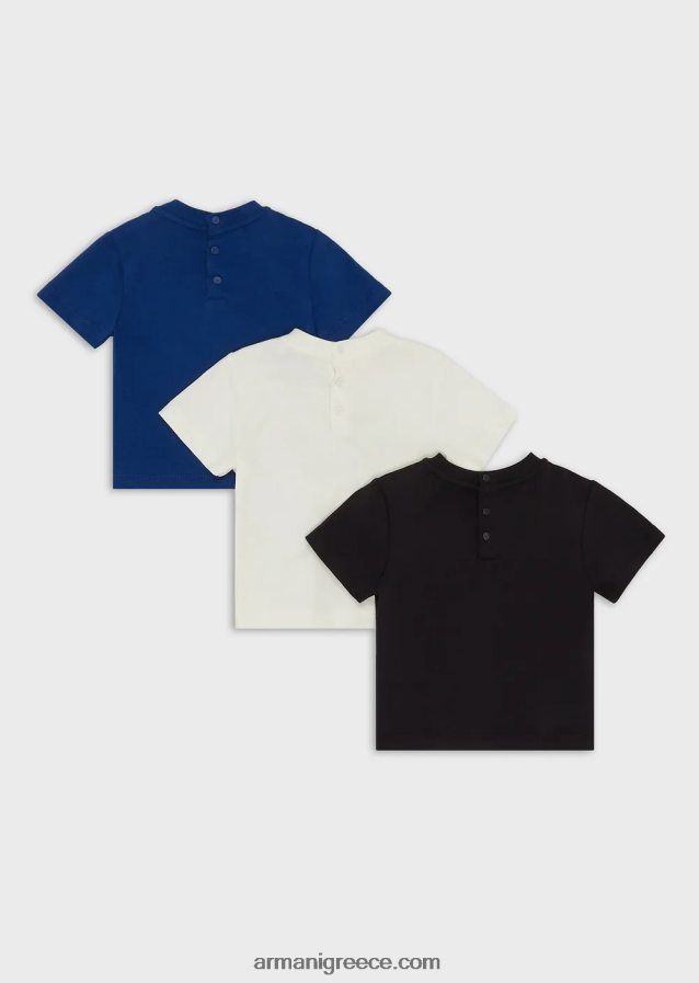 αγόρι Armani τριών πακέτα μπλουζάκια ζέρσεϊ με τύπωμα λογότυπου 4046R62708 πρότυπο