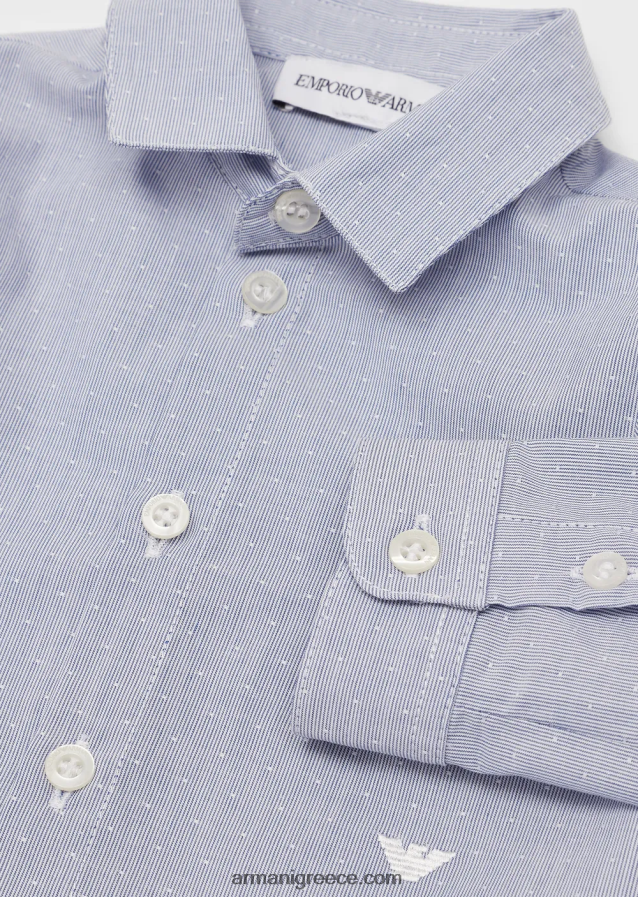 αγόρι Armani Βαμβακερό πουκάμισο με βελόνα με ζακάρ πουά 4046R62712 ναυτικό μπλε