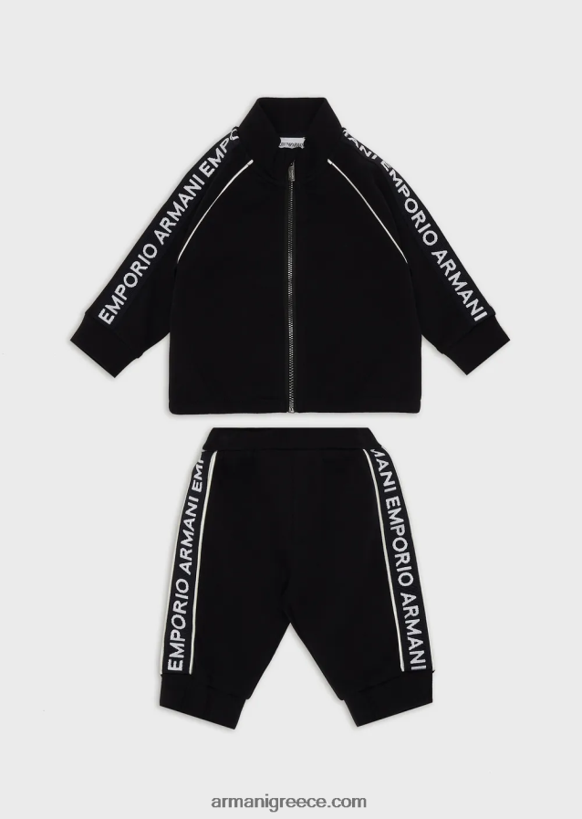 αγόρι Armani αθλητική φόρμα διπλής φανέλας με φερμουάρ και ταινία με λογότυπο 4046R62725 ναυτικό μπλε
