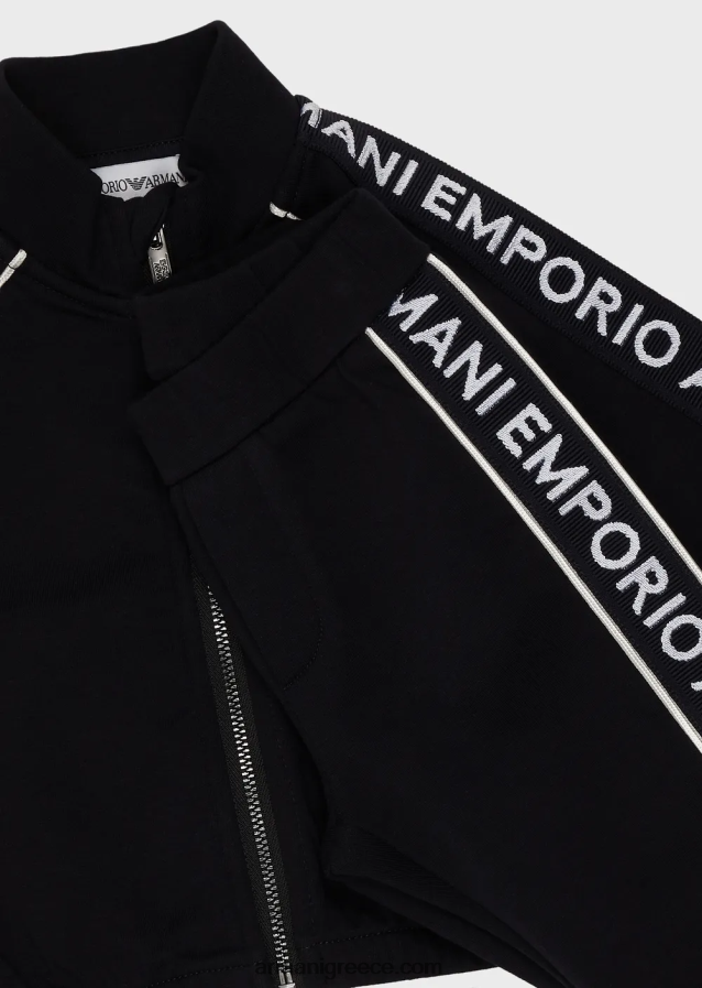 αγόρι Armani αθλητική φόρμα διπλής φανέλας με φερμουάρ και ταινία με λογότυπο 4046R62725 ναυτικό μπλε