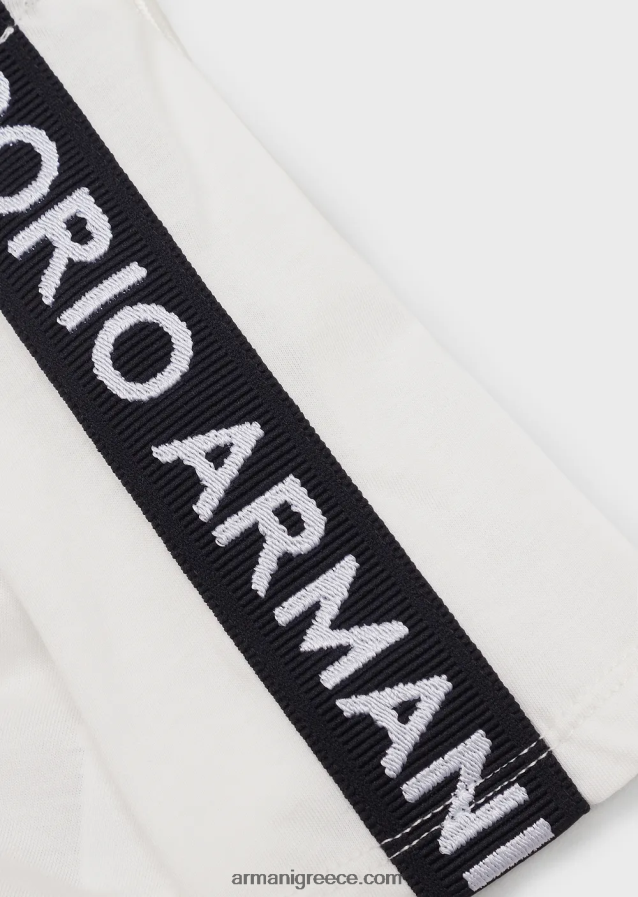 αγόρι Armani T-shirt pima-jersey με ταινία λογότυπου 4046R62714 άσπρο