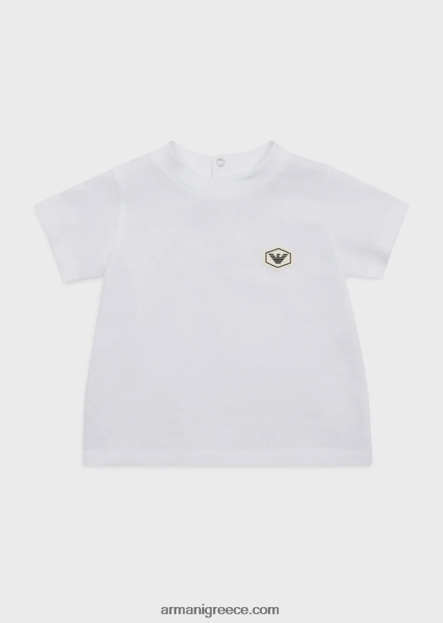 αγόρι Armani T-shirt supima με βασικό έμπλαστρο λογότυπου 4046R62681 άσπρο